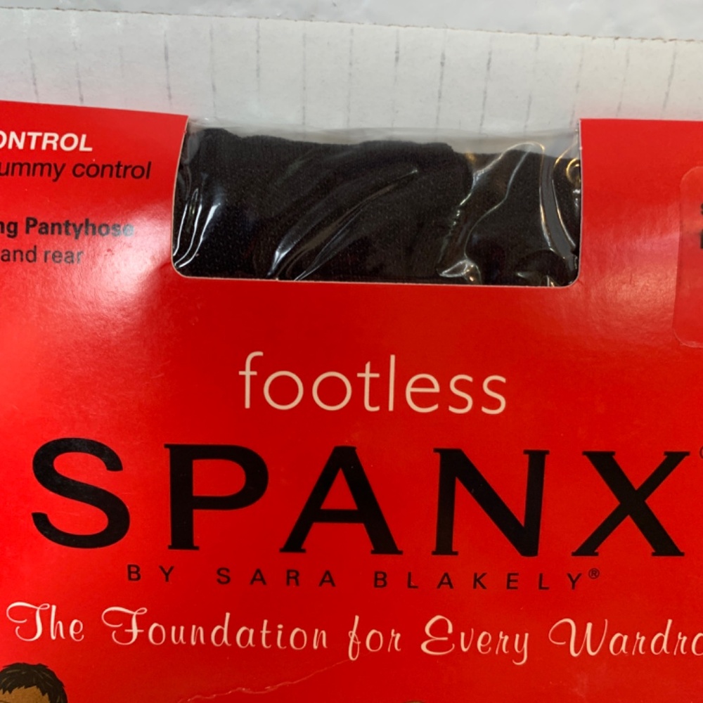 Spanx Sara Blakely Size C Black Footless Bodyshaping Pantyhose Extra Tummy NEW - Picture 3 of 14